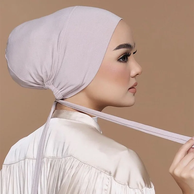 Boné interno muçulmano hijab para mulheres sólido underscarf hijab undercap cachecol turbante chapéu islâmico muçulmano hijabs pronto para usar headcover
