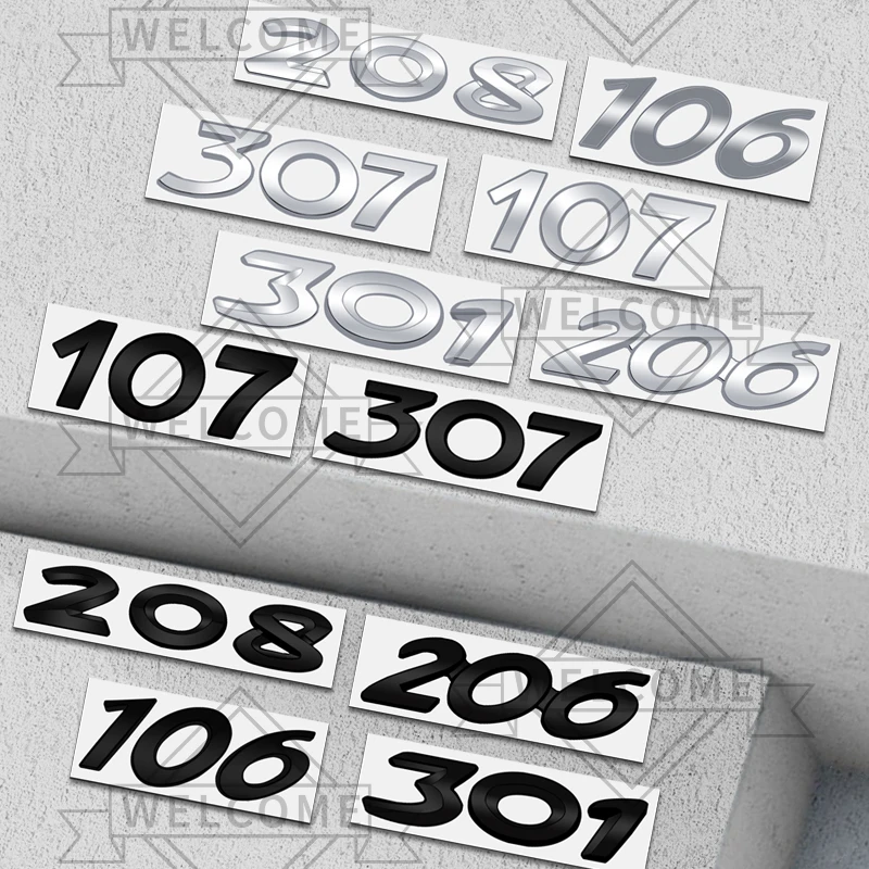 Stiker Mobil 3D Untuk 208 206 106 107 307 301 CC RC GT Line Emblem Auto Body Letter Badge Trunk Decal Dekorasi Aksesoris