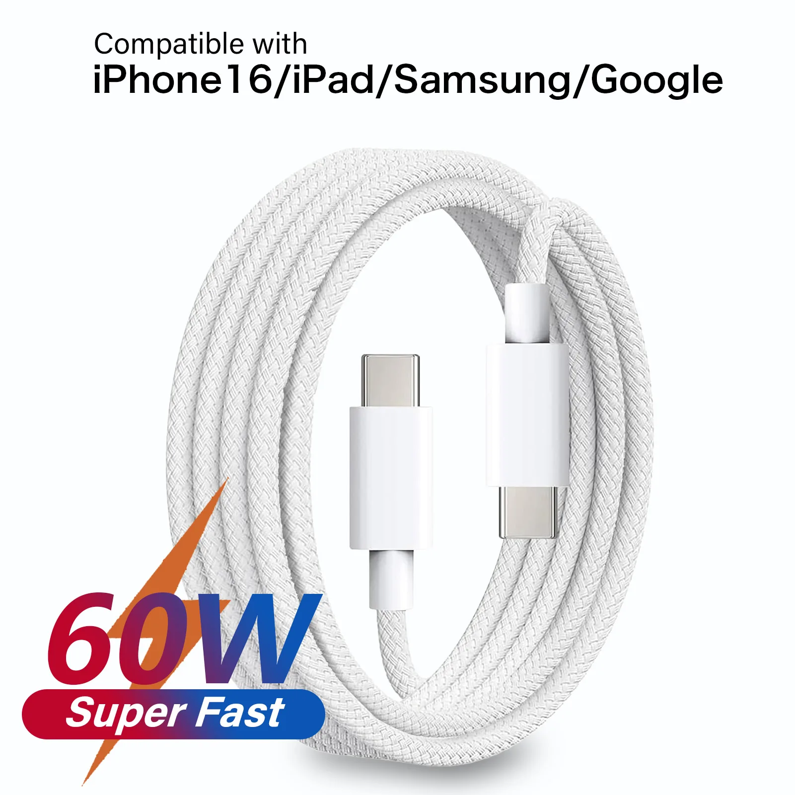 Cavo di ricarica rapido originale PD60W per iPhone 16 15 Pro Max iPad da USB-C a USB C per Xiaomi Samsung Google Honor Tipo C cavo 1 2 m
