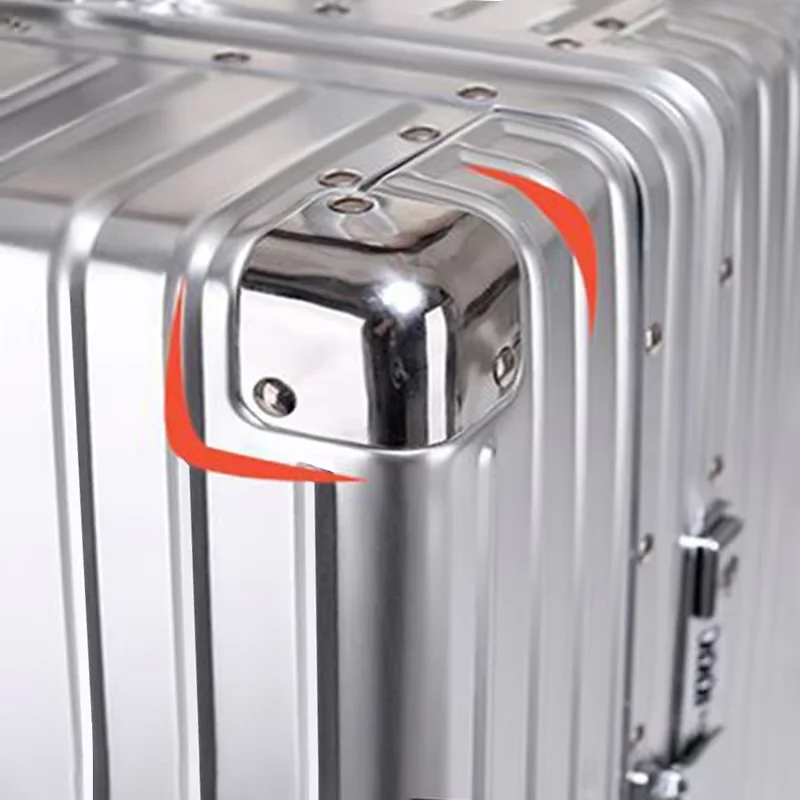 Mala de viagem 100% Todo O Alumínio Liga De Magnésio Senha Trolley Bagagem Metal Sacos De Viagem Negócios 20 "24" 26 "29" Polegada Travel Suitcase Mala