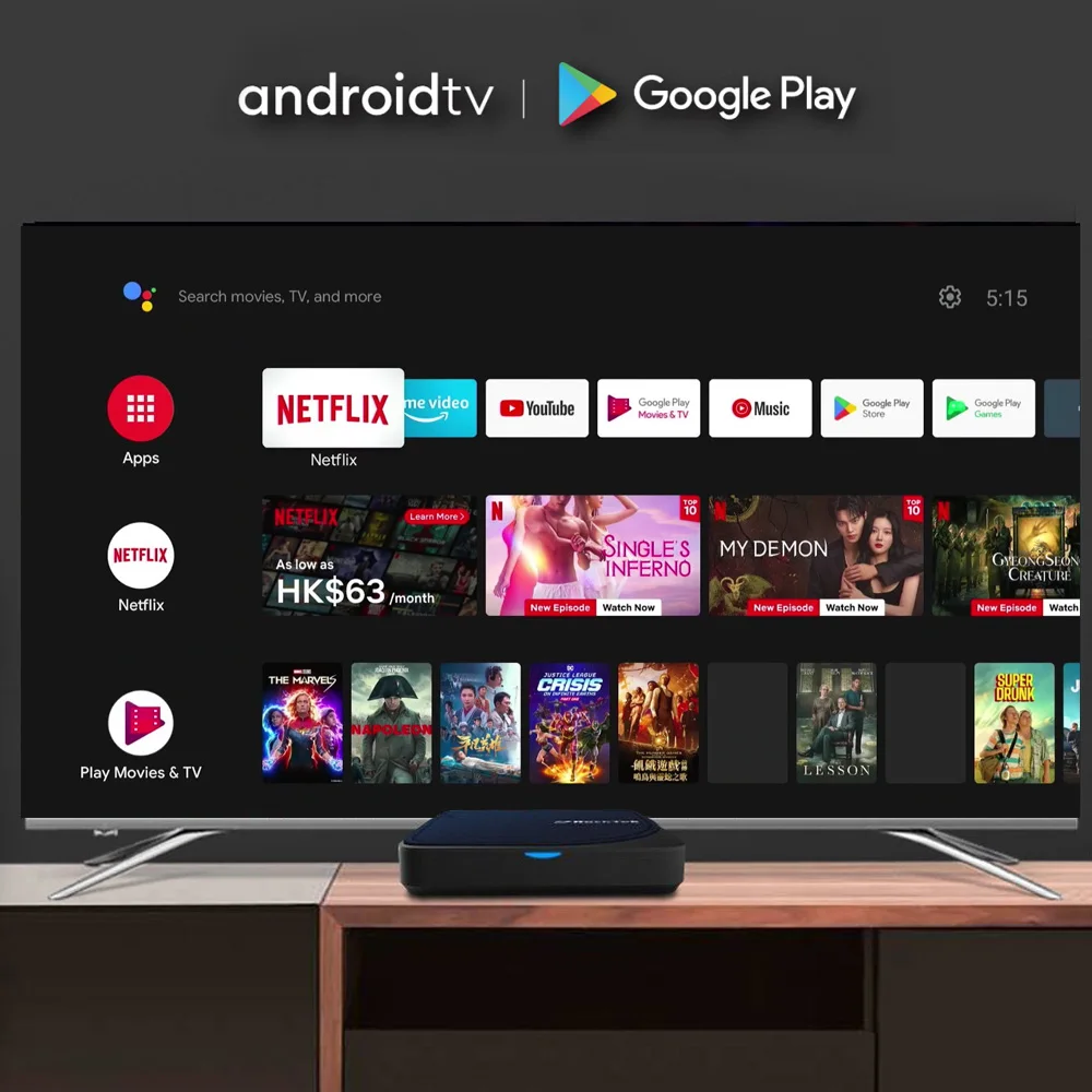 RockTek G2 4K AndroidTV 14 or 12 Stream Box Netflix Google Certified Amlogic S905X4-K 4G64G Support DTS Dolby Audio Dolby Vision