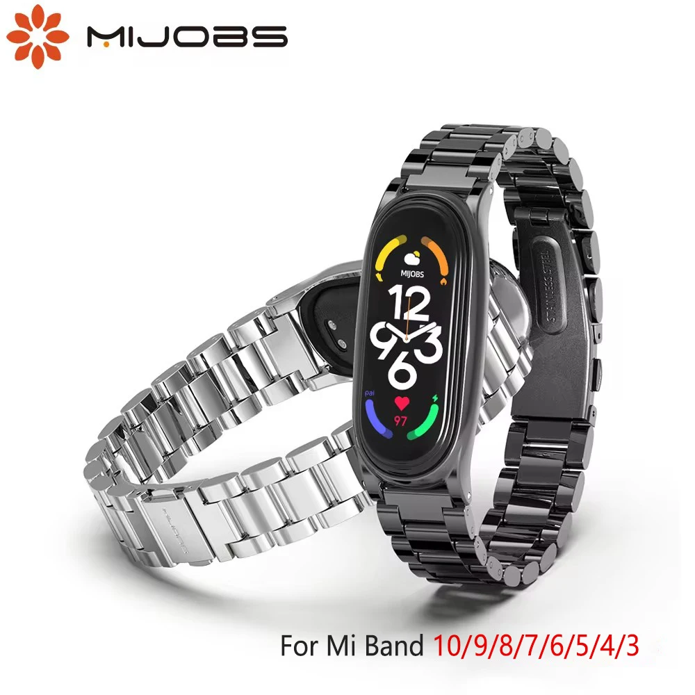 Металлический ремешок для Mi Band 9 10 8 7 6 5 4 3 браслет из нержавеющей стали для Xiao mi Mi Band 9 ремешок для Mi Band 8 Mi Band 7 аксессуары для браслета