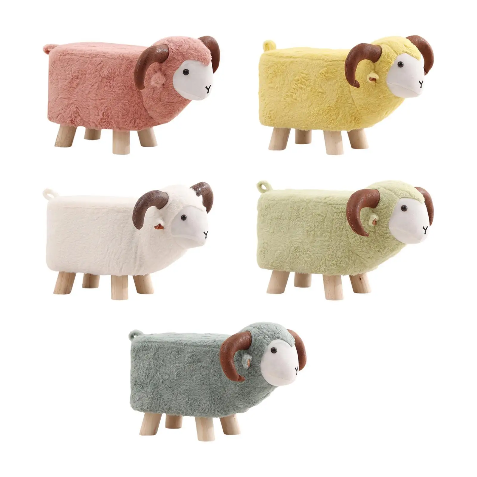 Animal footstool portátil macio com pernas de madeira sapatos mudando apoio para os pés otomano para entrada quartos de hóspedes sala de jogos quarto interior