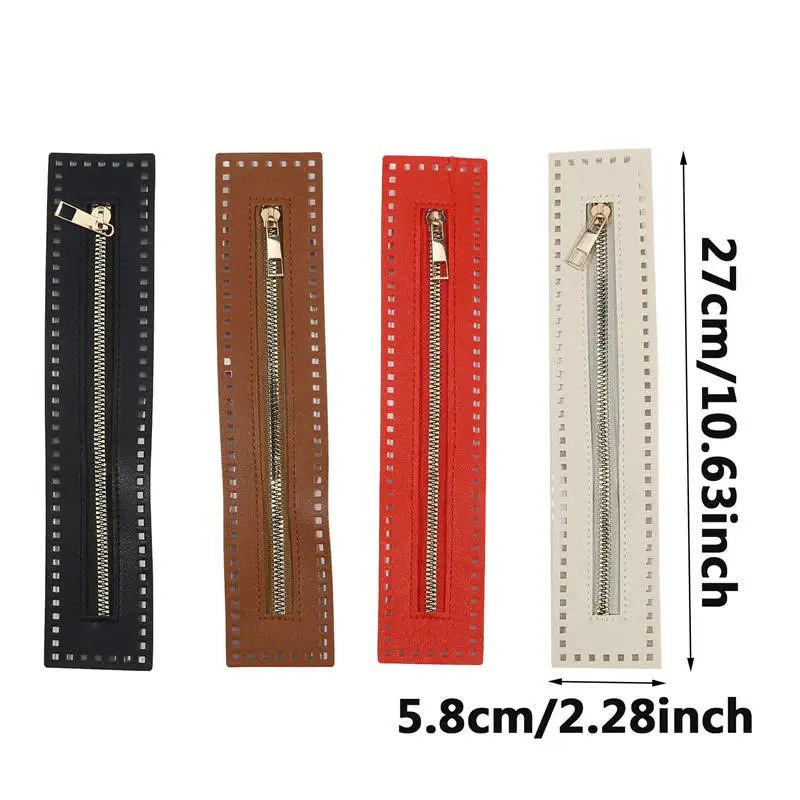 27cm Long Leather Zipper Useful Handbag Leather Zipper Practical Crochet Bag Hardware Soild Zipper Sewing Accessory