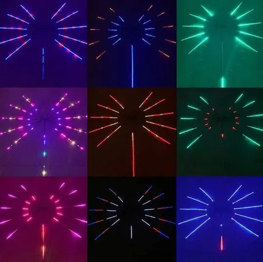 Luces de tira LED de fuegos artificiales, lámpara de fuegos artificiales de meteoros RGB, Control por aplicación Bluetooth para bodas, fiestas de Navidad, vacaciones, luces navideñas