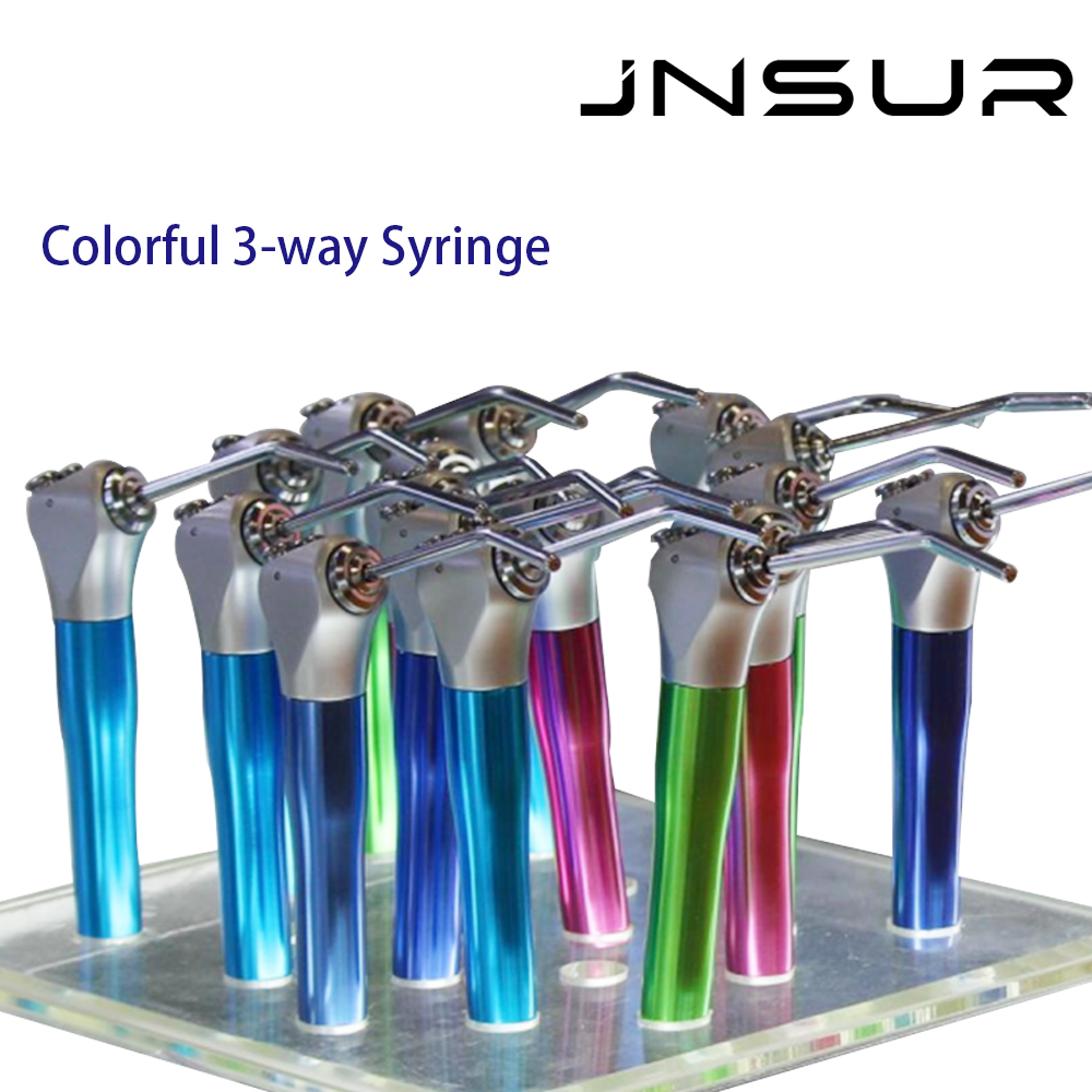 JNSUR-seringa Dental de colores, unidad de dentista con pulverización de aire y agua de 3 vías, instrumentos, jeringa Triple, herramienta Dental, suministro de silla Dental, abolladuras