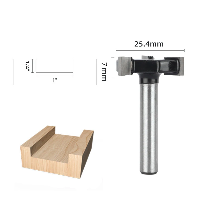 Fresa per la lavorazione del legno con gambo da 1/4 Fresa per scanalatura a forma di T Coltello per pulizia inferiore Coltello per scanalature utilizzato per tirare e scanalare