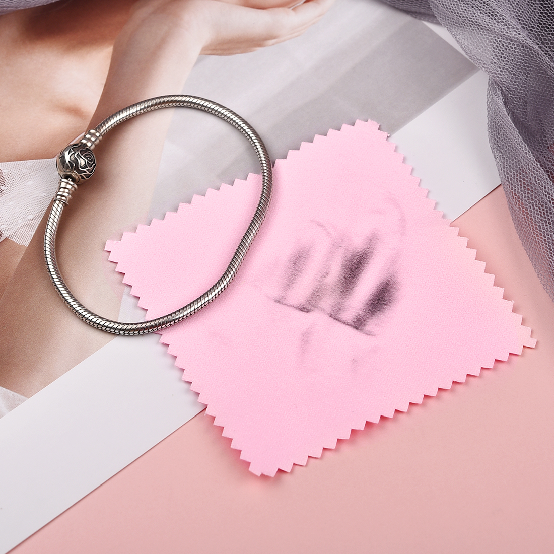 50pcs/Set 8x8cm Silver Clean Polishing Cloth Individually Packaged Soft Clean Wipe Wiping Cloth Jewelry Accessories Clean Tools