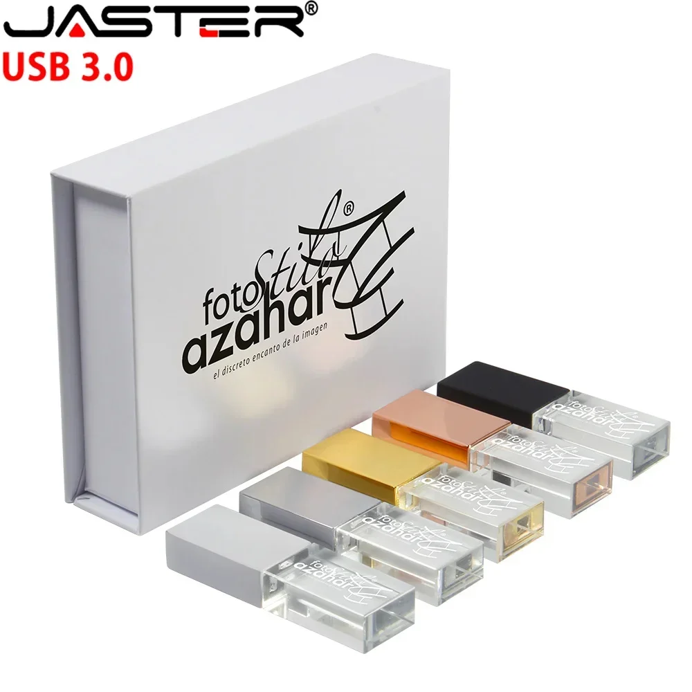JASTERS Usb Bút Pha Lê 3.0 Gậy In Tùy Chỉnh 4GB 8GB 16GGB 32GB 64GB 128GB Kính Cường Lực Trong Suốt Tặng Pendrive