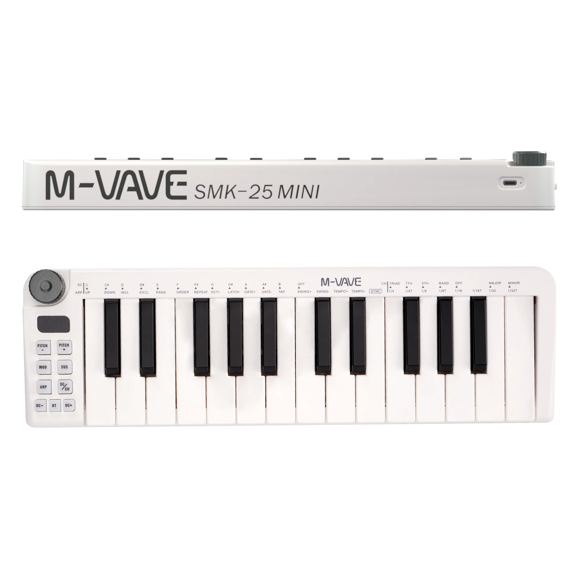 Teclado MIDI de M-VAVE, dispositivo recargable de 25 teclas, instrumento de Control, miniteclado USB portátil, mando MIDI