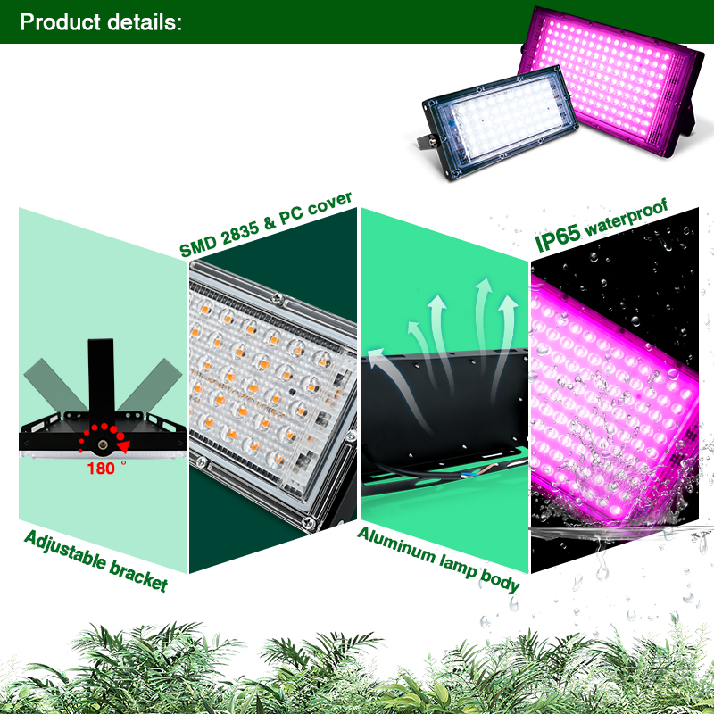 LED 成長ライトフルスペクトル植物ランプ AC 220V 50 ワット 100 ワット投光器制御プラグ付き屋内成長テント植物成長ライト