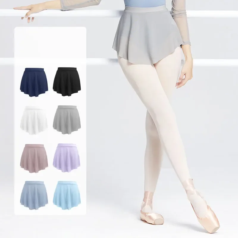 Falda de ballet para mujer, falda de baile corta con abertura lateral, falda elástica de malla suave para mujer, falda tutú de ballet