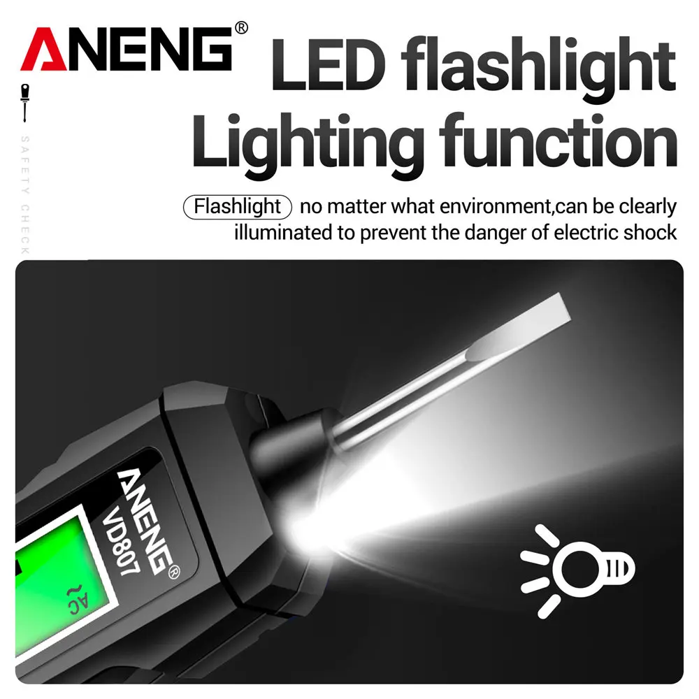 ANENG VD807-probador de voltaje Digital, detectores de pluma, sin contacto, reducción de voltaje CA, NCV, herramientas de prueba de cable vivo cero