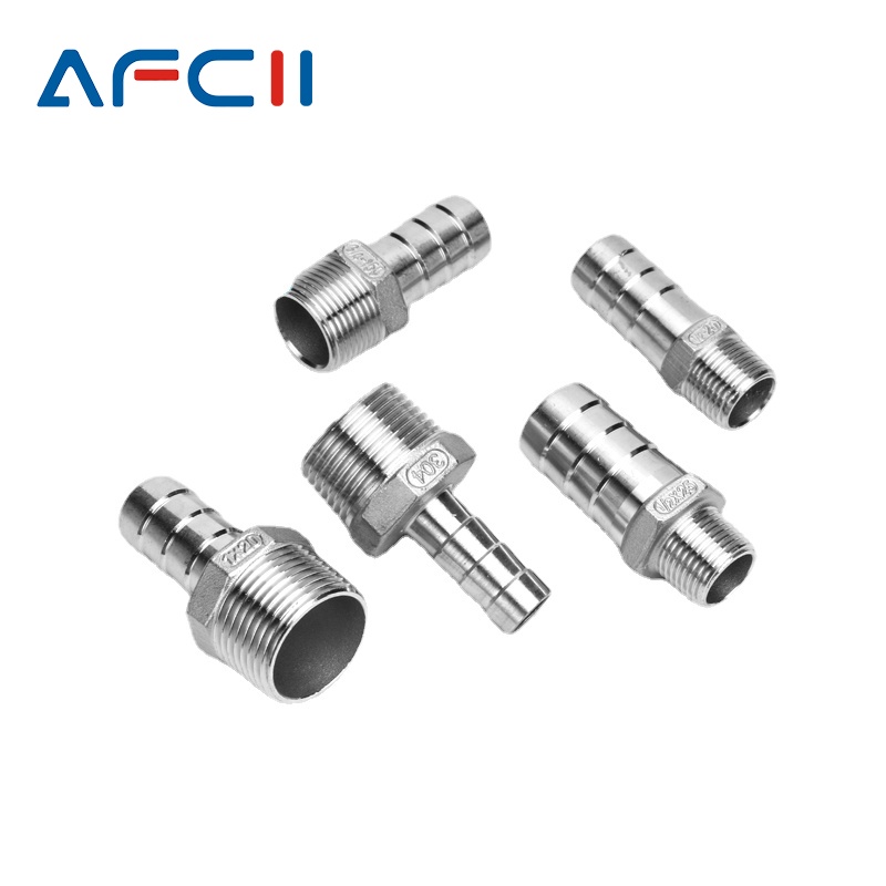 ท่อ Barb Connector 304 สแตนเลส 1/8 "1/4" 3/8 "1/2" BSP ด้ายชายท่อ Barb ท่อเจดีย์ Coupling TAIL CONNECTOR