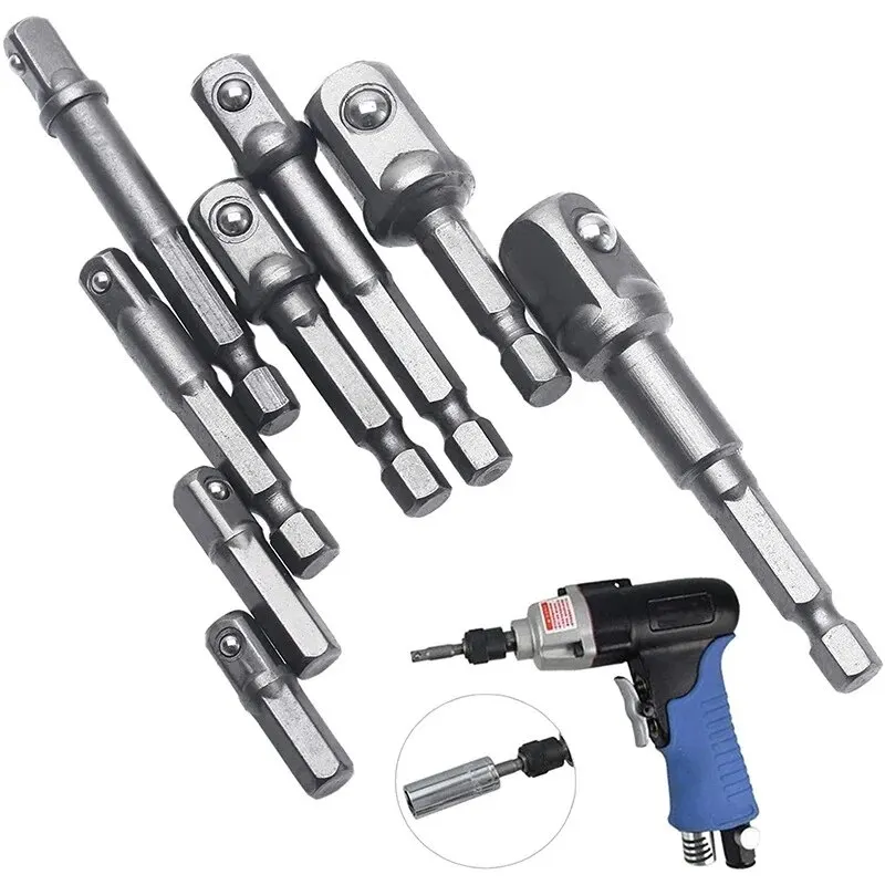 Natural Cor parafuso elétrico Set, Hexagonal Handle Adapter, 1/2 cabeça quadrada, 1,4 Extensão Rod, 3/8 ", Tool Sleeve, Acessório, 8 Pcs