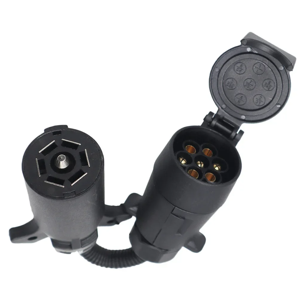 Conector de remolque RV de 7 hojas a 7 pines, adaptador de enchufe de remolque, adaptador de enchufe de enchufe RV duradero e impermeable, protege los accesorios