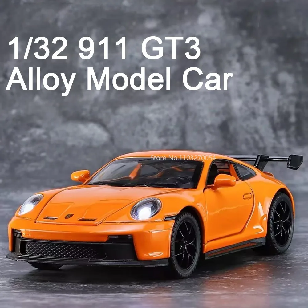1/32 911 gt3 simulação liga modelo carro brinquedo diecast metal com som e luz carros esportivos brinquedos modelos crianças presentes coleção