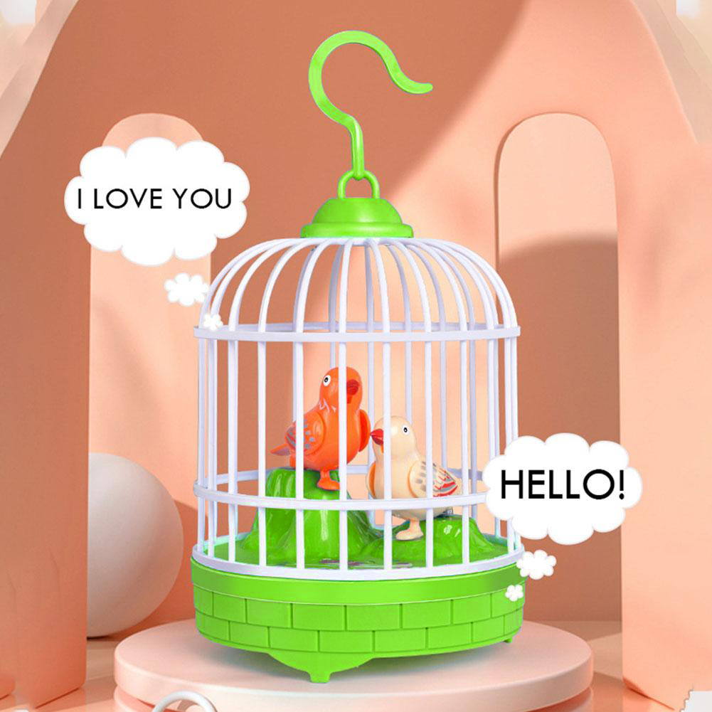 Funny Bird Toy Simulation Chirping Sports Singing Cage Plastic Realistic Sounds Light Movement Voice-Activated Children Gift