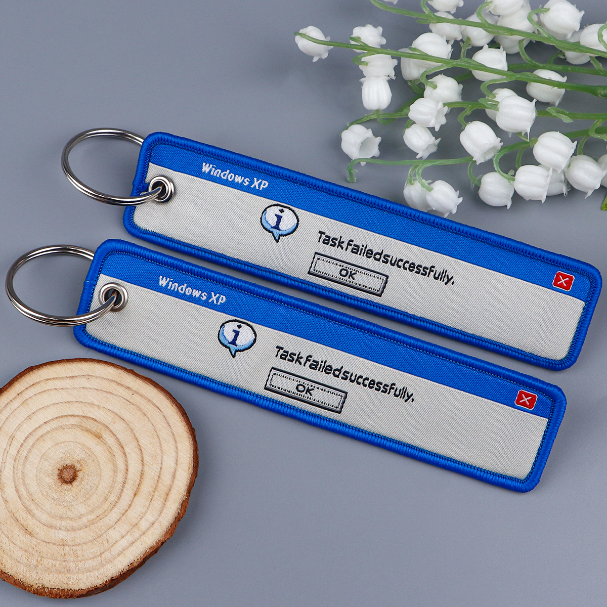 1pcs Computer Pop-up Window Embroidered Keys Tag Keychains For Motorcycles Backpack Fashion Jewelry Key Ring Accessories