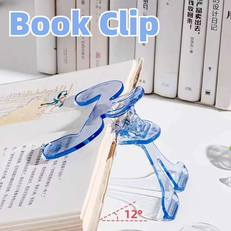 Clip de libro de plástico transparente con soporte, ayuda de lectura, soporte fijo para libros, carpeta, Clips de papel, marcapáginas, papelería, suministros escolares