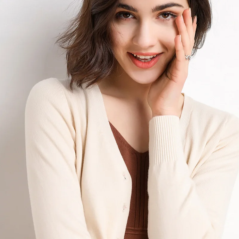 2025 cardigans femininos manga longa malha outerwear sólido fino primavera outono suéteres com decote em v malhas moda coreana cardigans