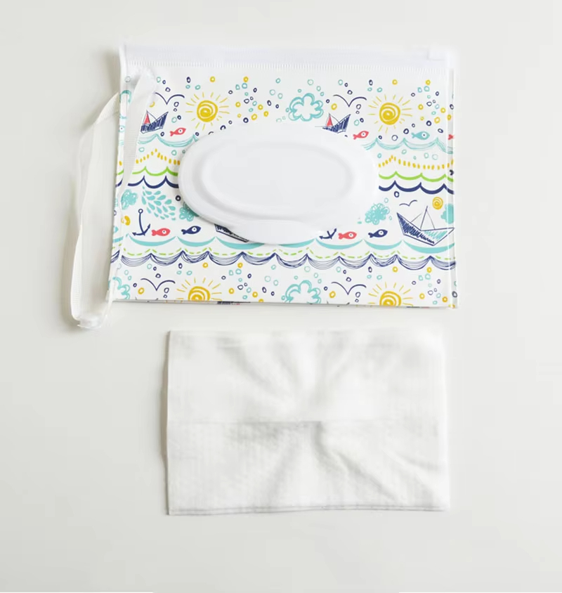 1PC EVA Portable Snap-Strap Tissue Box Wet Wipes Bag Flip Cover Cosmetic Pouch Outdoor Useful Baby Stroller Accessories