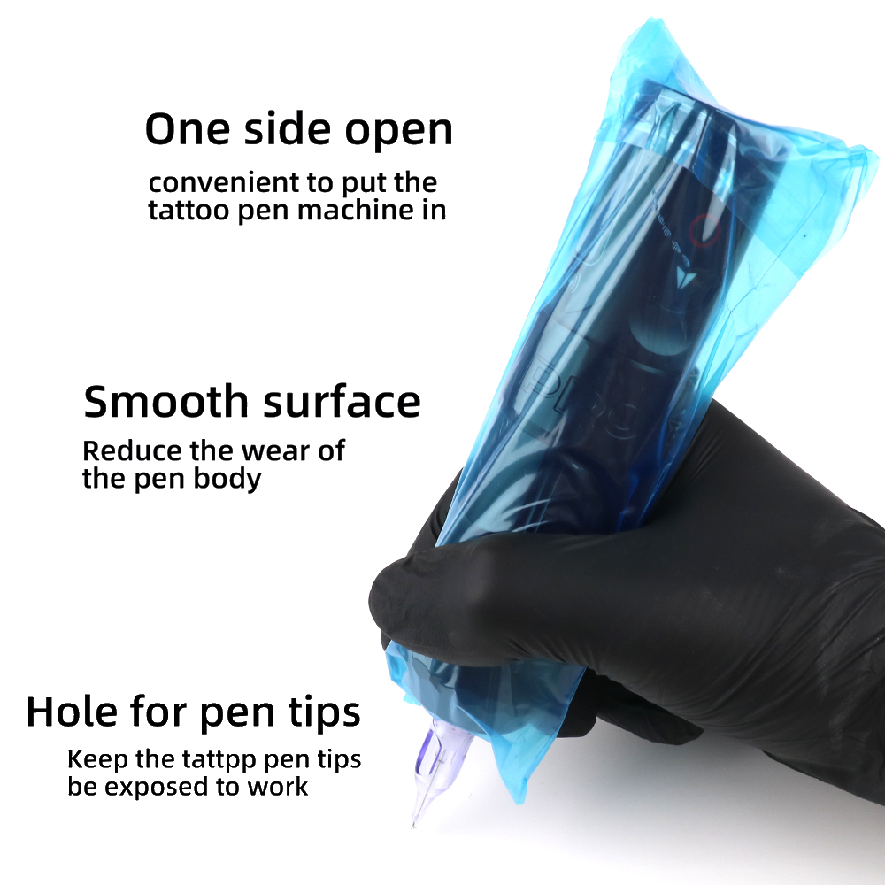 100 個使い捨てブラック/ピンク/ブルータトゥークリップコードスリーブカバーバッグプラスチックタトゥーマシン保護バッグタトゥーアクセサリー