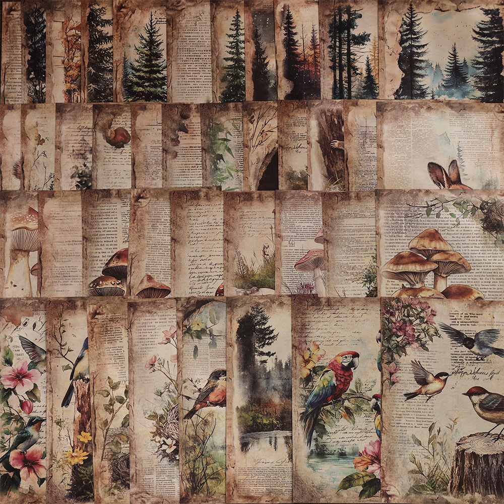 160 Sheets Vintage Natural Scenery Scrapbook Paper Non-sticky Large Size 160 Different Patterns DIY Decorative Material Paper