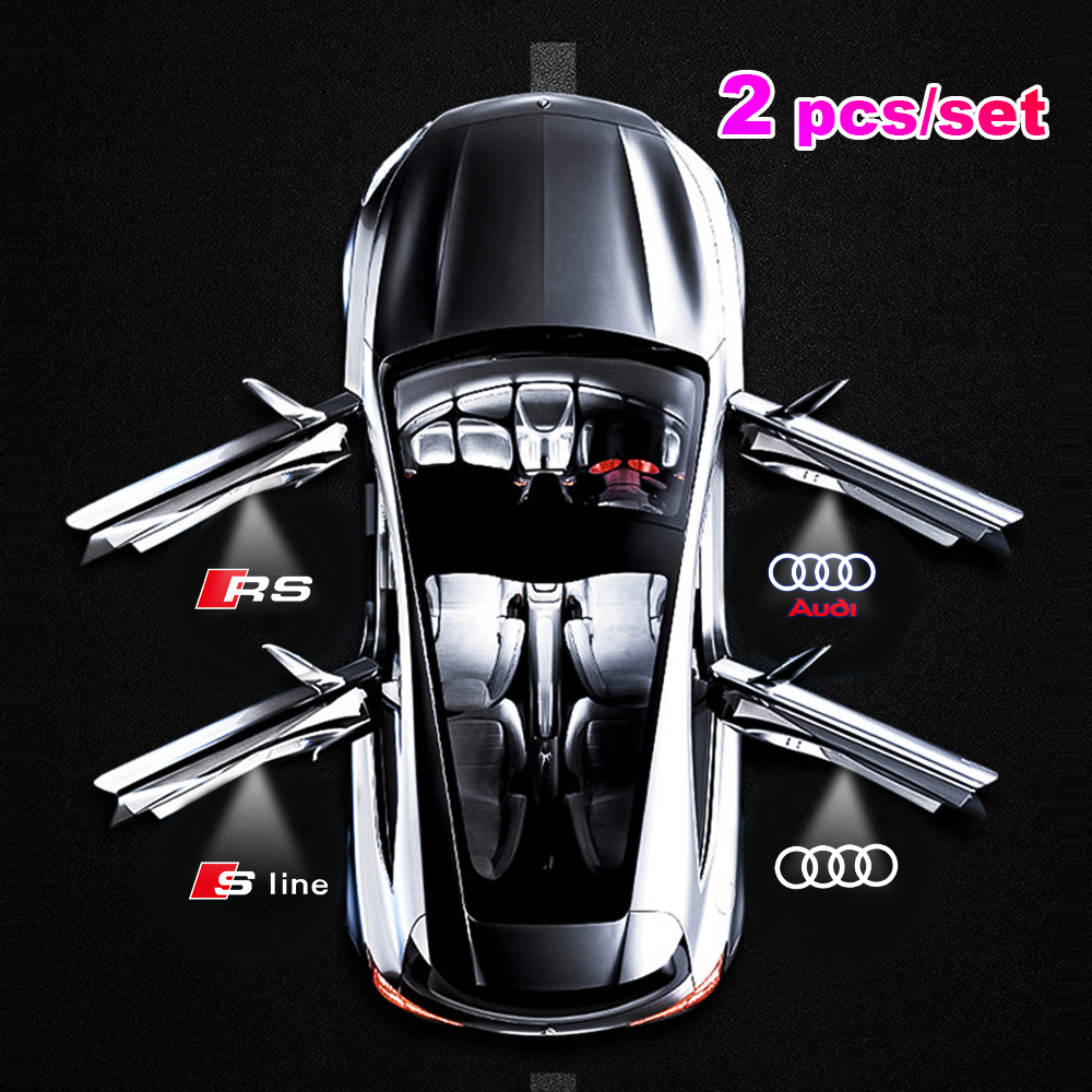 LED Door Sign Welcome Light Laser Projection Light For Audi Sline S3 S4 S5 S6 S7 RS Quattro Q7 Q5 A4 Car Accessories Decoration