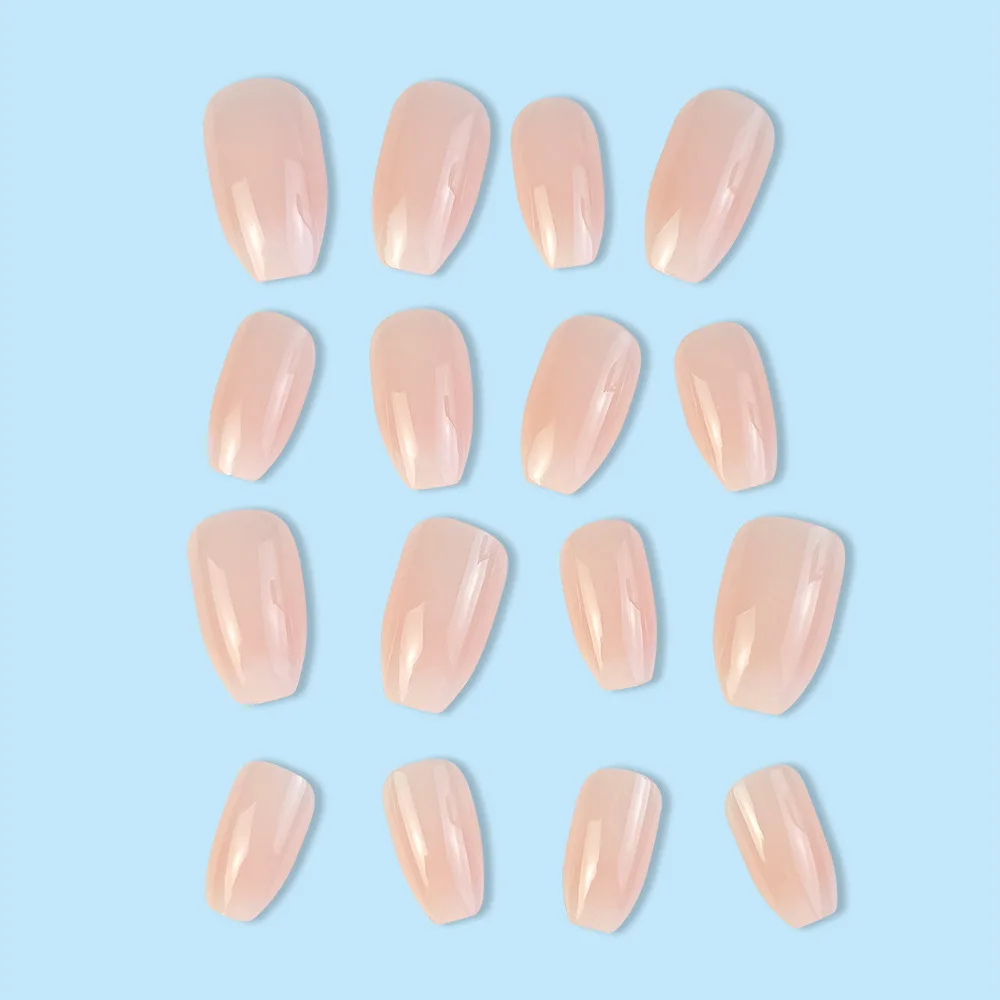 Unhas postiças artificiais para mulheres, bailarina pressionada, gradiente rosa, manicure de dedo, reutilizável, brilhante, 24 pcs