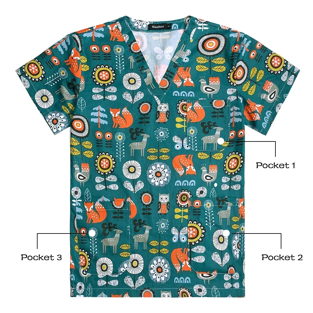 เสื้อคอตตอนแขนสั้นสำหรับผู้ชายเสื้อสำหรับใส่ทำงานคลินิกทันตกรรมพิมพ์ลายเครื่องแบบทางการแพทย์ของ seragam suster โรงพยาบาล