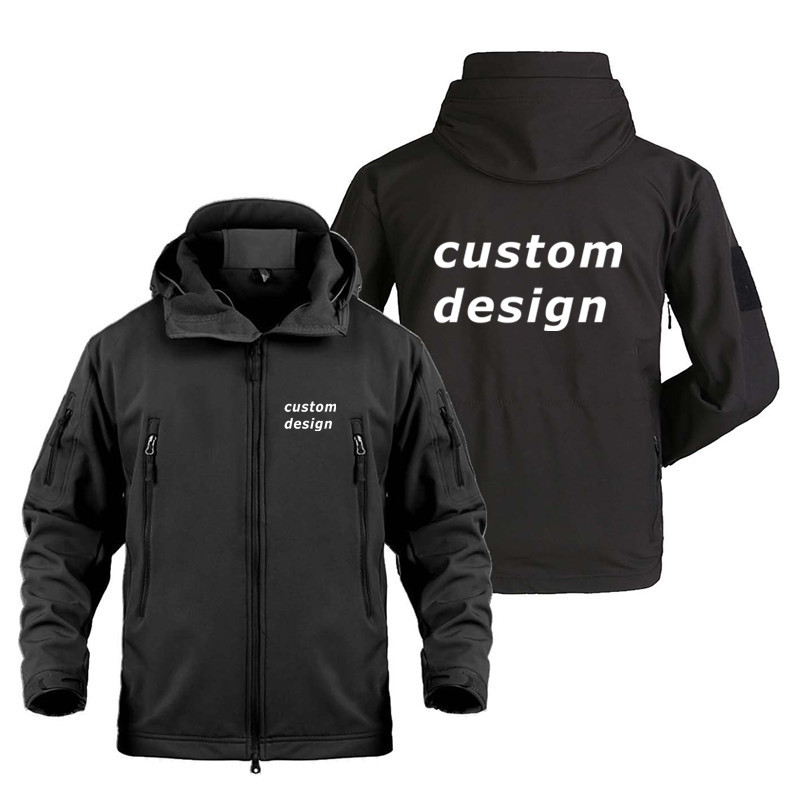 Diseño personalizado, soporte, personalización, logotipo Diy, múltiples bolsillos, chaquetas SoftShell cálidas de lana para hombres, abrigo militar para exteriores para hombre