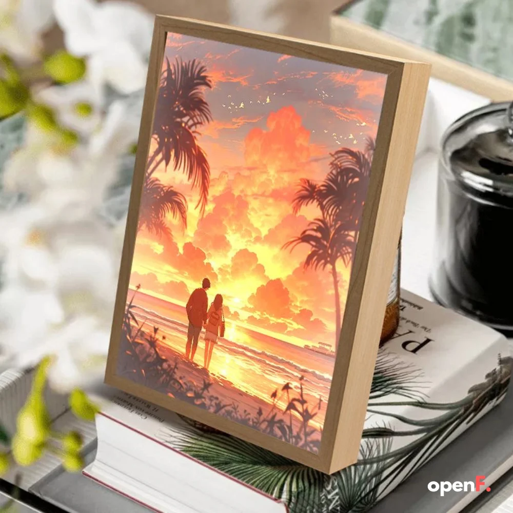 Luz de ambiente de iluminación cálida de estilo cómico, USB, Pulg 3 niveles de atenuación, decoración de habitación, pintura con luz LED, regalo moderno para el hogar de Anime