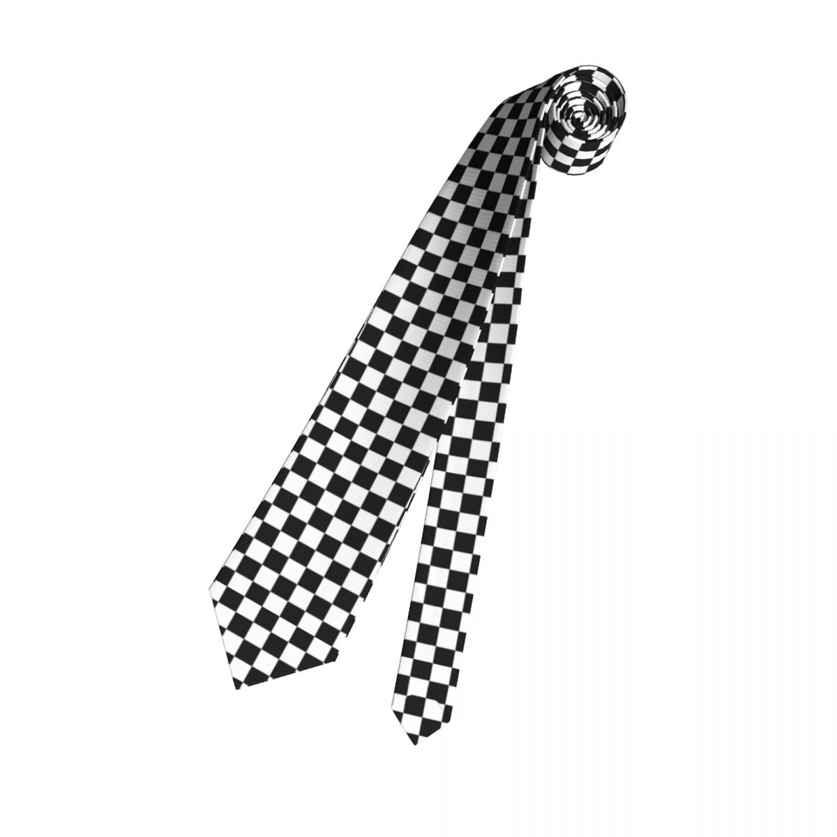 Cravate personnalisée à motif damier noir et blanc pour hommes, cravate formelle en Tartan géométrique en soie pour le bureau