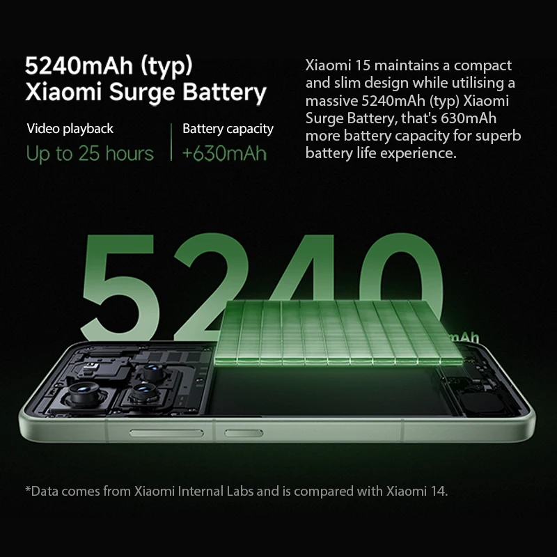 Versión global Smartphone Xiaomi 15 5G Snapdragon ®   8 Elite Mobile Platform Pantalla ultrabrillante de 6,36" y 3200 liendres