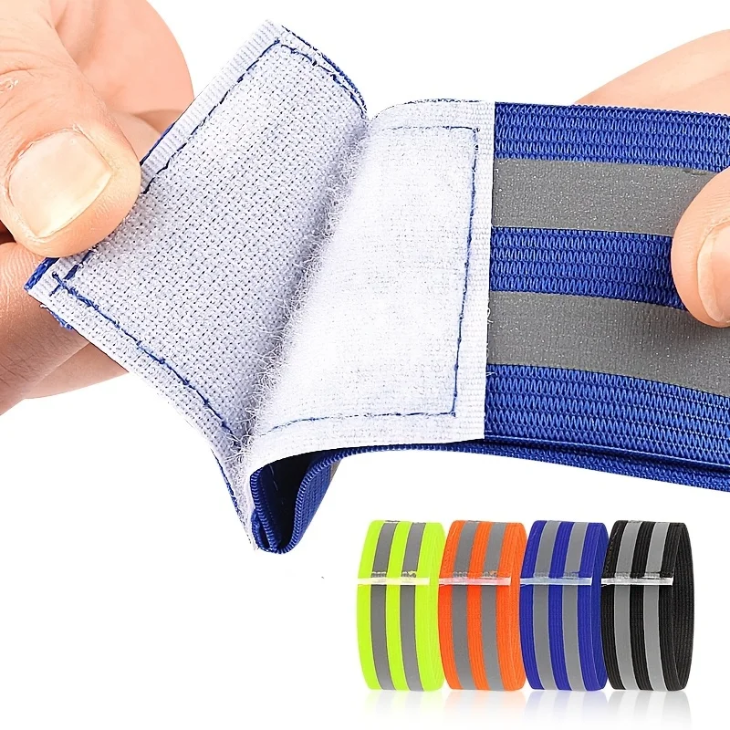 1. High brightness leg strap for bicycle night running, double reflective visible riding elastic strap for night warning