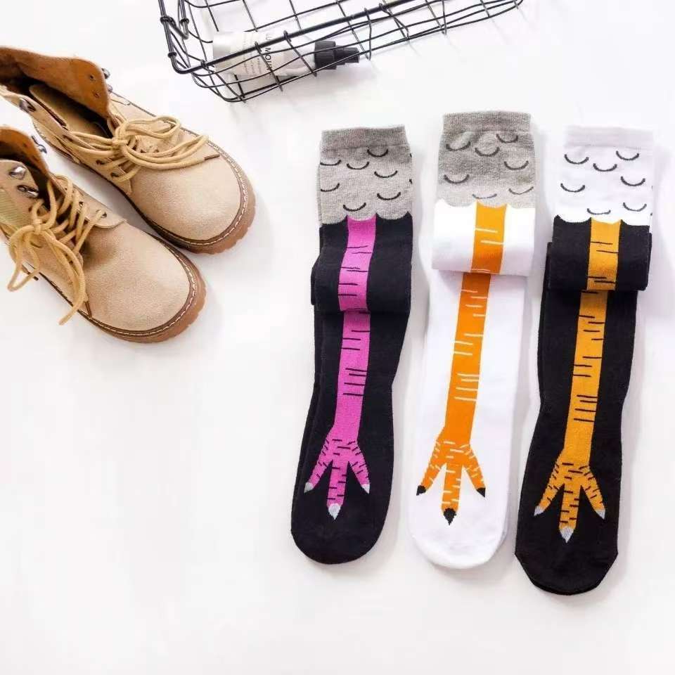 Internet celebrity funny novel chicken claw socks heart machine showing slimming over knee socks ostrich pattern chicken feet lo