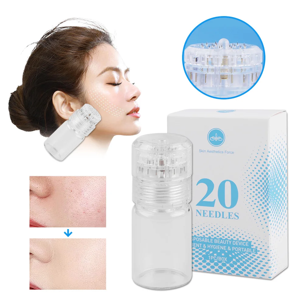 Hydra Derma 20 Golden Needle Titanium Microneedling Hydra Stamp Pin Serum Applicator Skin Care Therapy Reusable Micro Needle