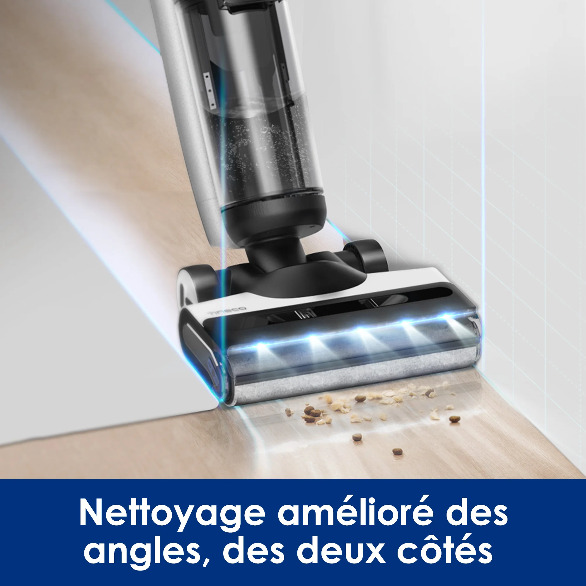 Tineco Floor One S7 FlashDry Nettoyeur de Sol Intelligent sans Fil Aspirateur Sec et Humide Auto-nettoyant Séchage FlashDry à air Chaud à 70°C Nettoyage des Angles des 2 côtés Longue Autonomie