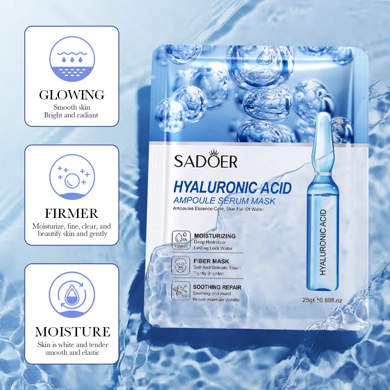 10 pçs saoder ácido hialurônico máscaras faciais rosto cuidados com a pele endurecimento hidratante máscara facial produtos de cuidados com a pele facial
