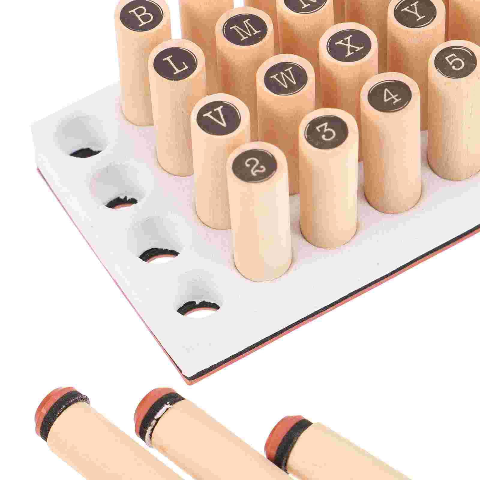 40 Stück Scrapbook-Buchstaben, Zylindersiegel, Holzstempel, Zahlen, DIY-Versorgung, Notizbuch, Basteln