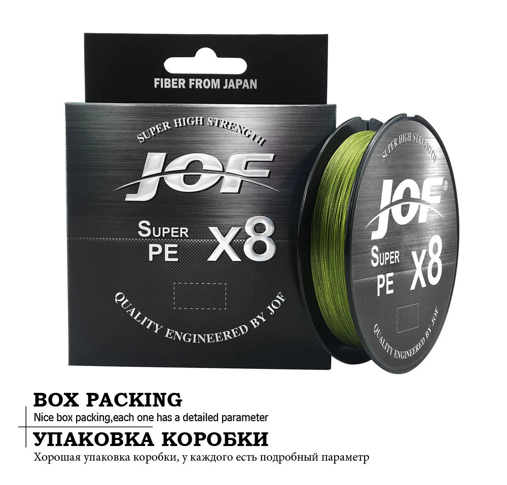 JOF X8 500M 300M 150M Braided Fishing Line 8 Strands MultiColor Multifilament Saltwater PE Line 15 20 30 40 50 60 80 100LB
