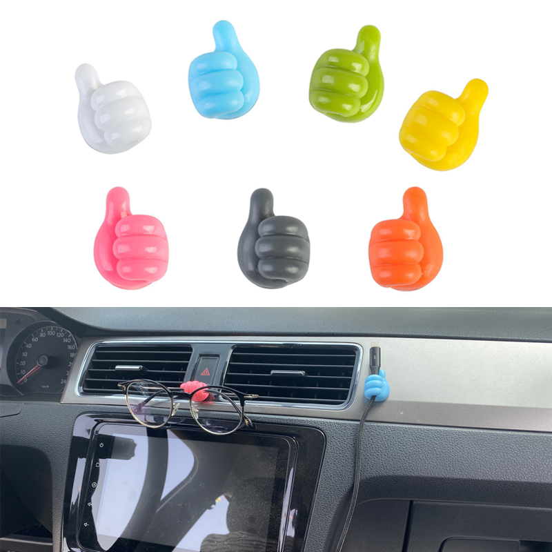 Soporte de goma en forma de mano para gafas, Cable de alimentación, línea de carga, Mini gancho autoadhesivo, decoraciones, organizador de almacenamiento para coche