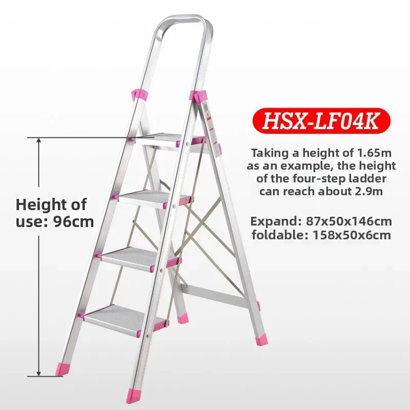 Aluminum Alloy Ladder, Household Folding Zigzag Ladder, Thickened Multifunctional Telescopic Ladder, Four or Five Step Project