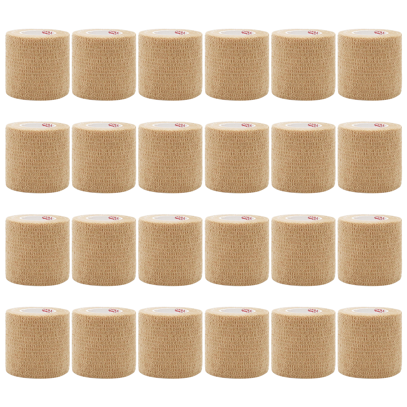 24Rolls Kindmax Self Adhesive Bandage Beige, Elastic Breathable Sports Non-woven Wrap Finger Tape For Wrist Ankle First Aid