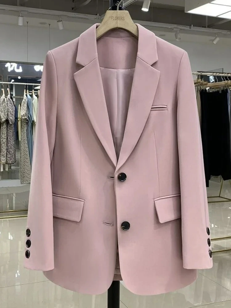 Frauen Jacken Rosa Anzug frauen Mantel Beiläufige Lose Koreanische Kerb Kragen Anzug Damen Büro Design Sinn Blazer