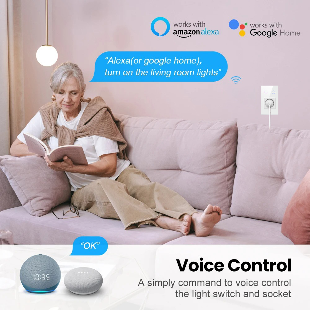 Melery Wi-Fi Smart Life Tuya Настенный выключатель света Прерыватель Стеклянная сенсорная панель Беспроводной голосовой пульт дистанционного управления от Alexa Google Home
