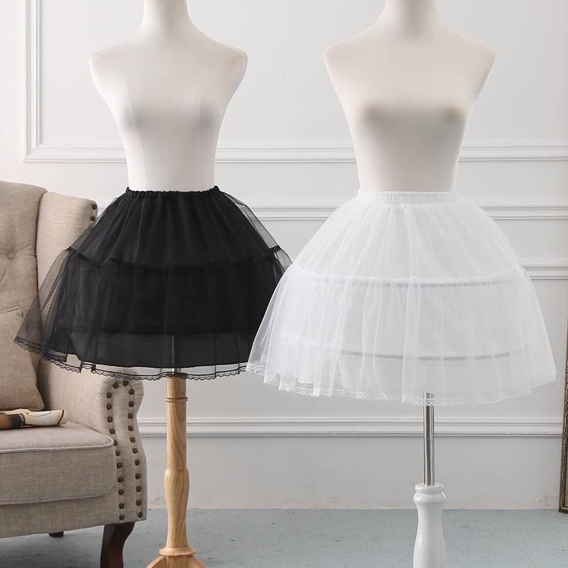 Girls Crinoline Petticoat with hoop Under skirt Short White Underskirt A-line Ball Gown Petticoats