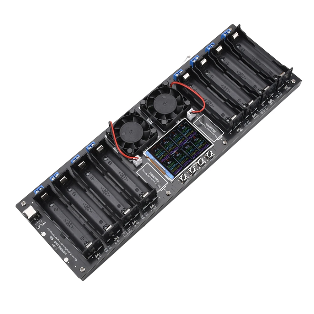 เครื่องทดสอบแบตเตอรี่ลิเธียม8ช่อง18650เครื่องตรวจจับพลังงานแบตเตอรี่ดิจิตอลหน้าจอสี2.4นิ้ว DC5V เครื่องทดสอบ10A