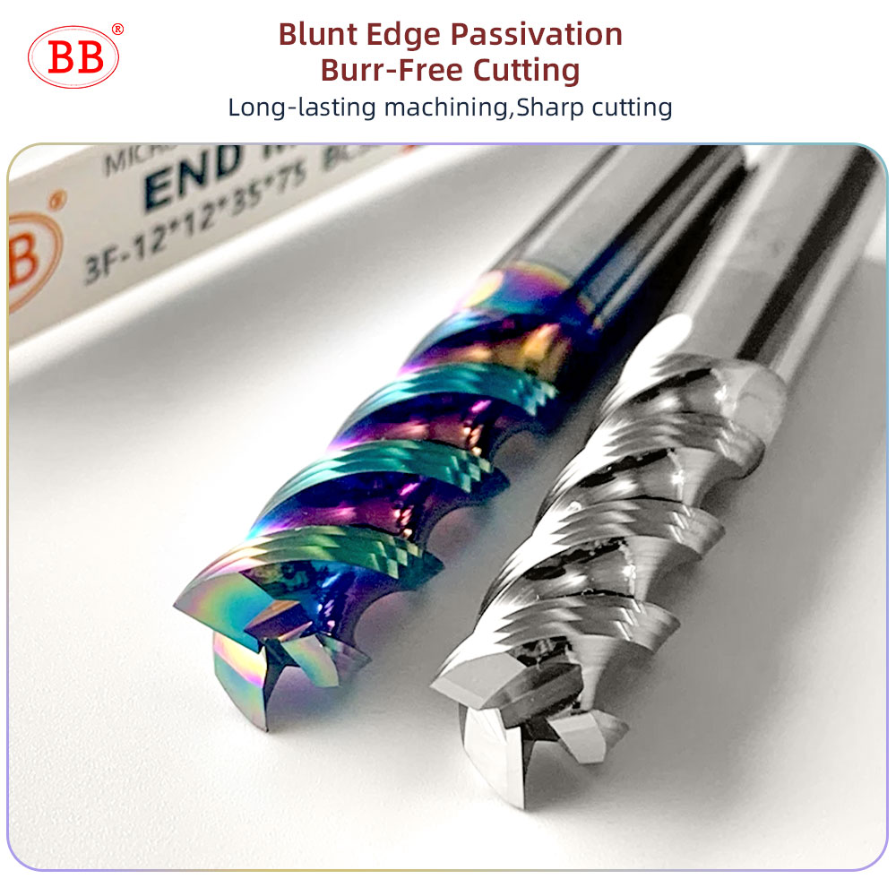 BB 3F End Mill 3 Flutes Aluminum Milling Cutter CNC High Performance Machining Tool Tungsten Carbide DLC Coated
